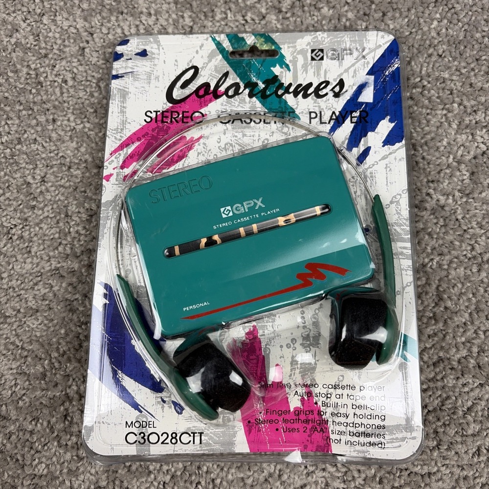 GPX C3028CTT Colortunes Stereo Cassette Player Retro 90s Teal Headphones Music